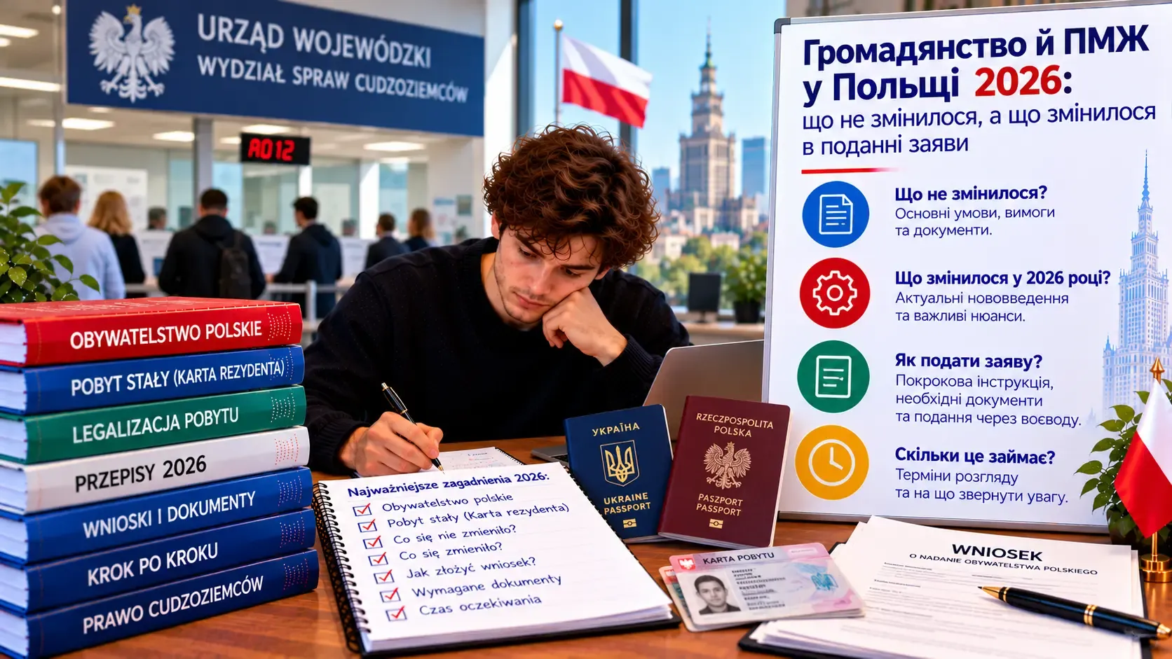Польський паспорт і документи на столі