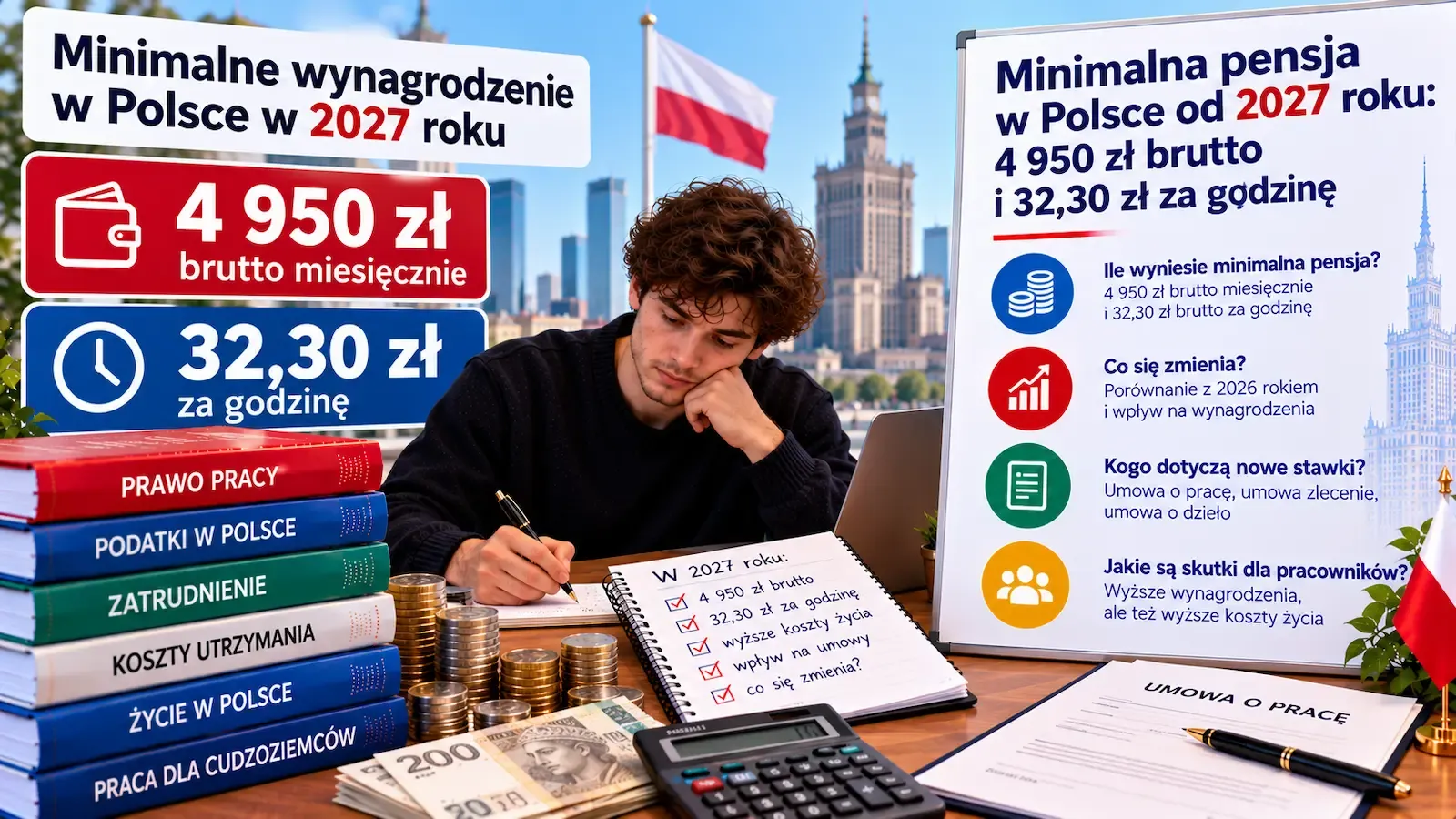 Калькулятор і польські злоті на столі