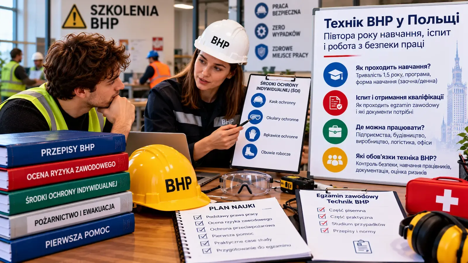 Технік BHP перевіряє безпеку на виробництві