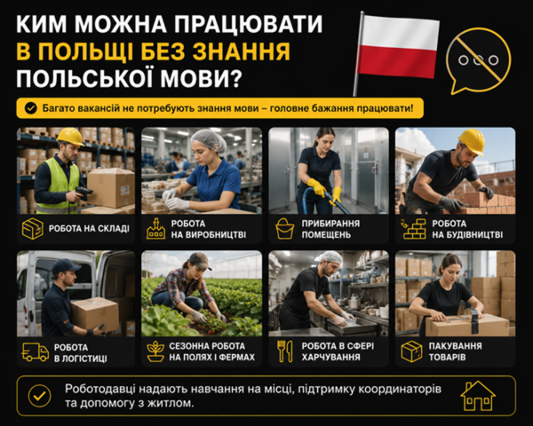 Ким можна працювати в Польщі без знання польської мови?