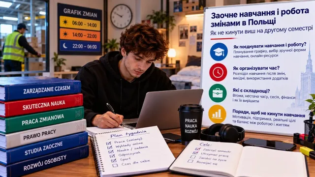 Студентка вчиться після робочої зміни